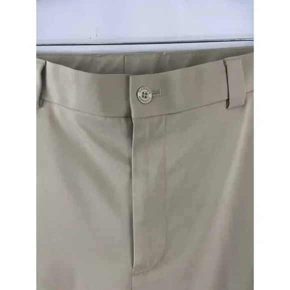 Slazenger Golf Pants Size W34 L30 Flat Front Chino Khaki Beige Zipper Front - Picture 2 of 8